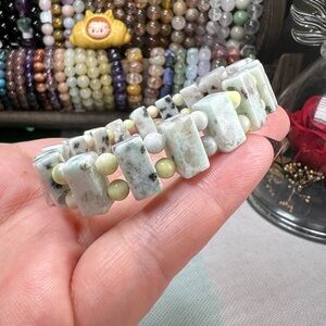 Kiwi Jasper Soft Bangle Bracelet 6.5” Natural Quartz Crystal Stone